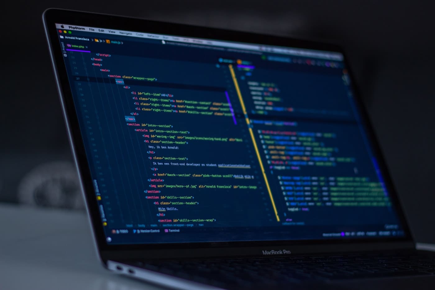 Developer building a Next.js application on a laptop